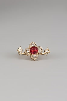 Gold Finish Red Zircon Ring