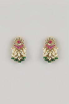 Gold Finish Multi-Colored Pachi Kundan Polki Choker Necklace Set