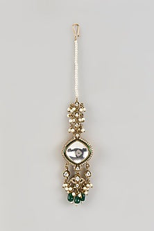 Gold Finish Kundan Polki & Pearl Choker Necklace Set