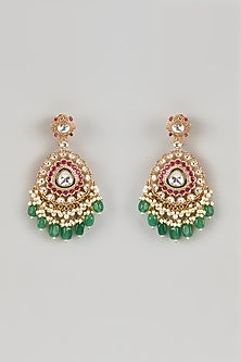 Gold Finish Multi-Colored Kundan Polki Choker Necklace Set