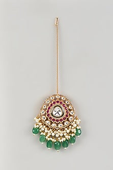 Gold Finish Multi-Colored Kundan Polki Choker Necklace Set