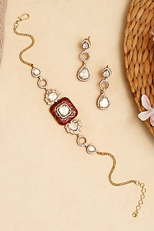 Gold Finish Kundan Polki Choker Necklace Set