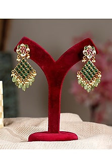 Gold Finish Kundan Polki & Pearl Choker Necklace Set
