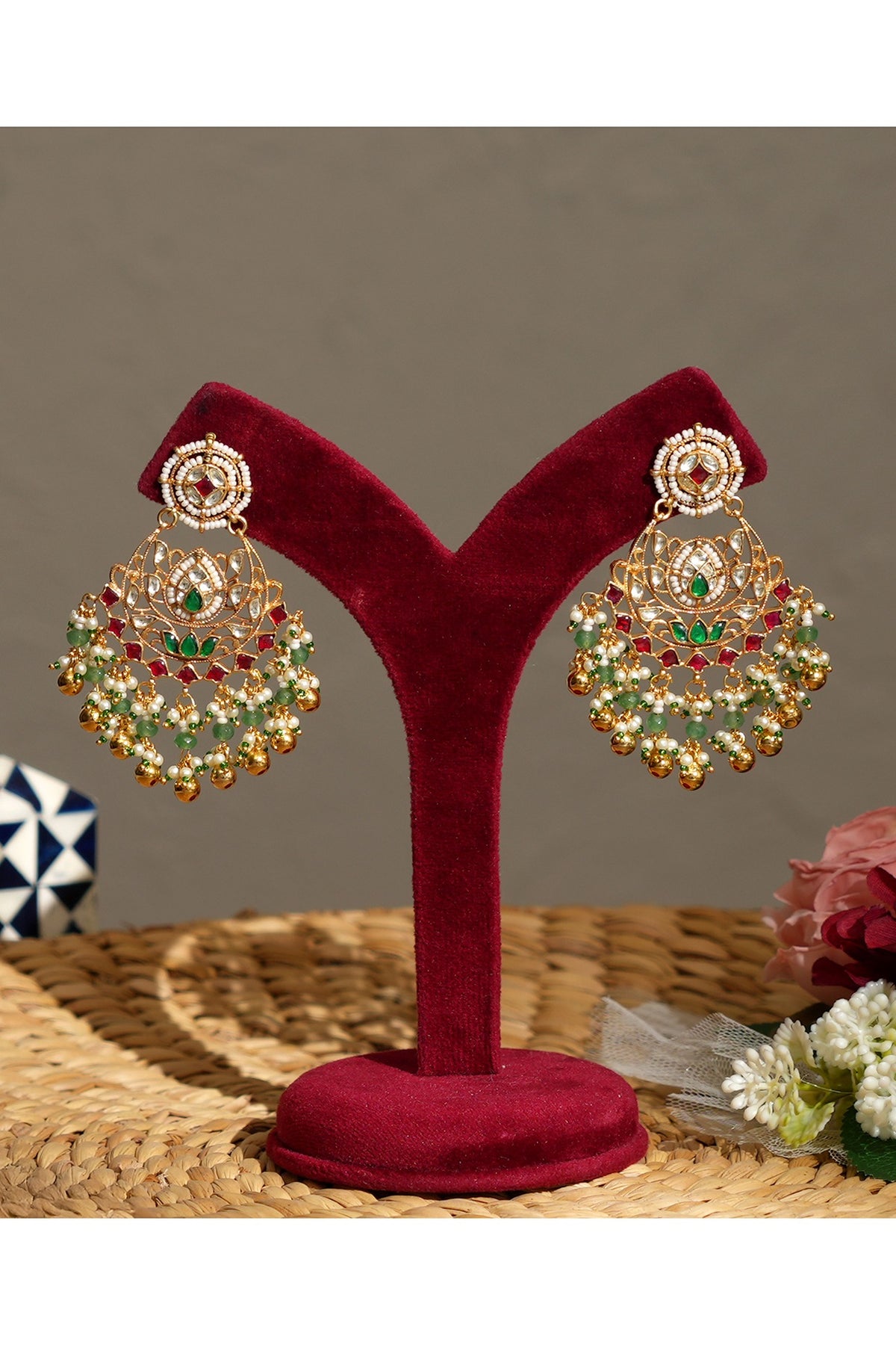 Gold Finish Pacchi Kundan Polki & Pearl Choker Necklace Set