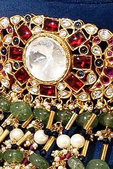 Gold Plated Kundan Polki & Multi-Colored Stone Choker Necklace Set