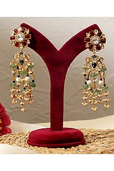 Gold Plated Kundan Polki & Multi-Colored Stone Choker Necklace Set