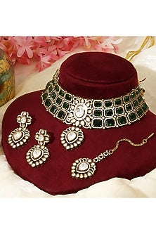 Gold Plated Kundan Polki Choker Necklace Set