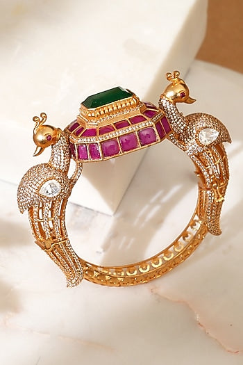 Gold Plated Ruby & Emerald Stone Kada