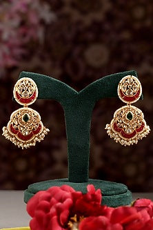 Gold Finish Multi-Colored Stone & Kundan Polki Necklace Set