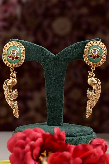 Gold Finish Multi-Colored Stone & Kundan Polki Choker Necklace Set