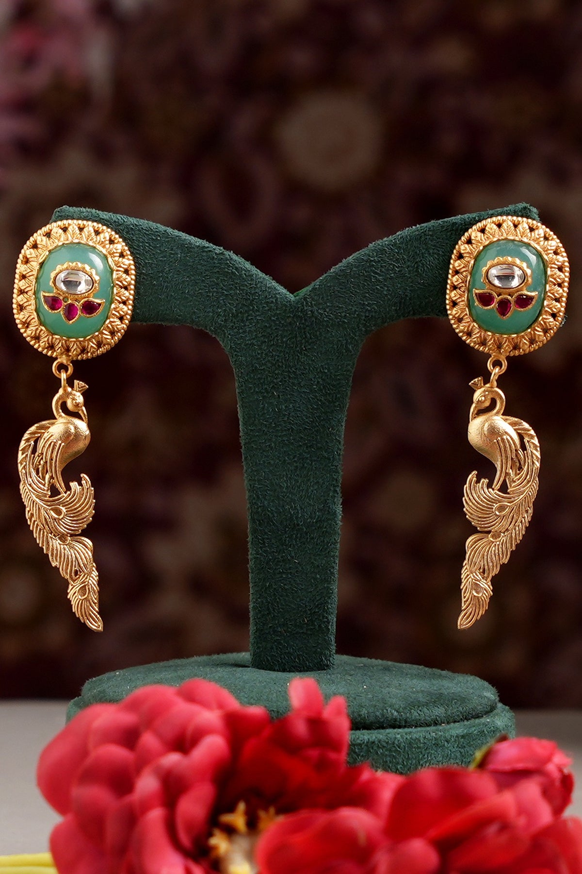 Gold Finish Multi-Colored Stone & Kundan Polki Choker Necklace Set