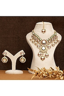 Gold Finish Kundan Polki & Meenakari Work Necklace Set