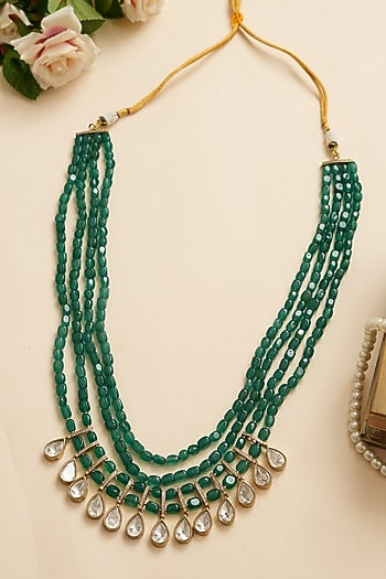 Green Kundan Polki Mala
