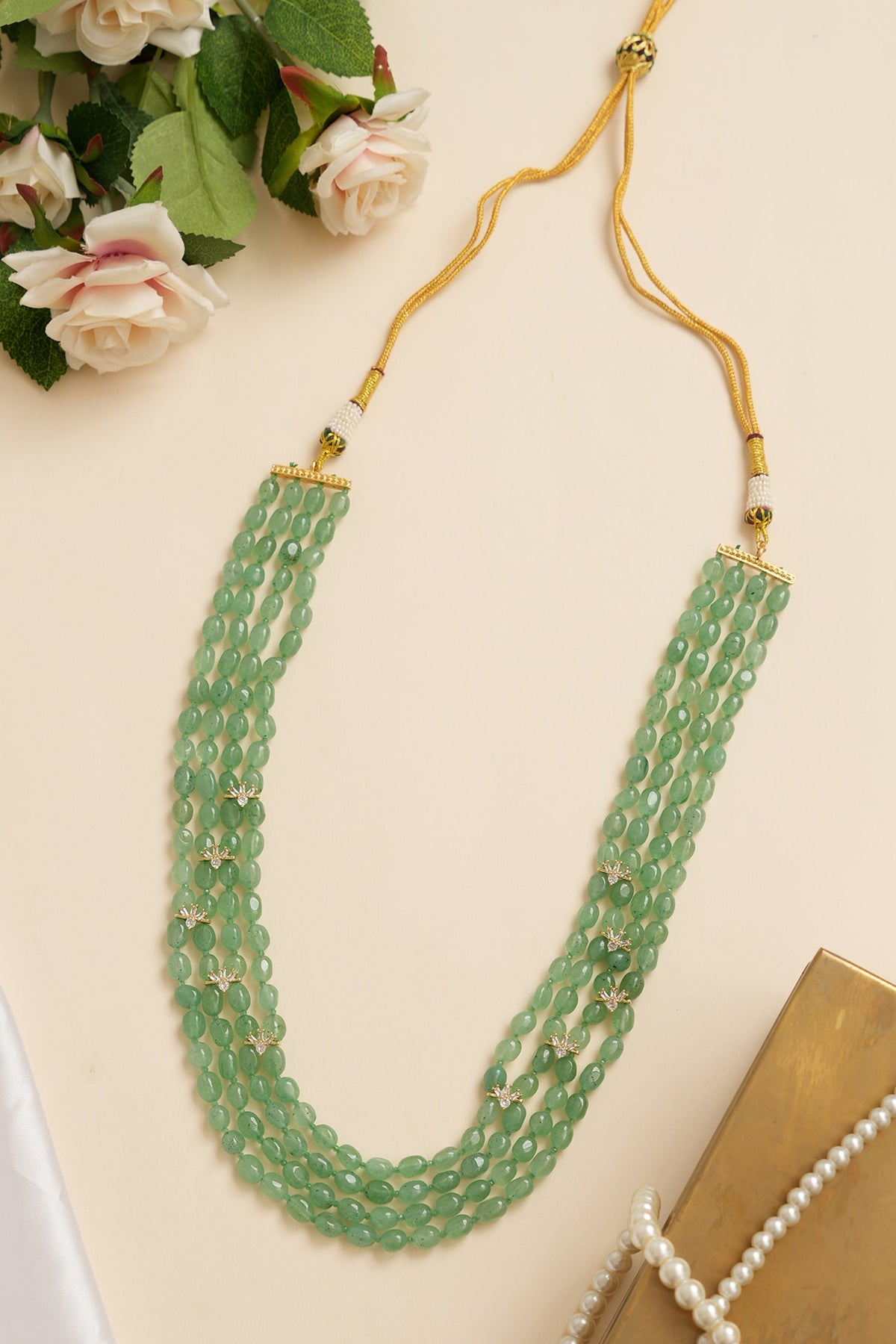 Emerald Kundan Polki Mala