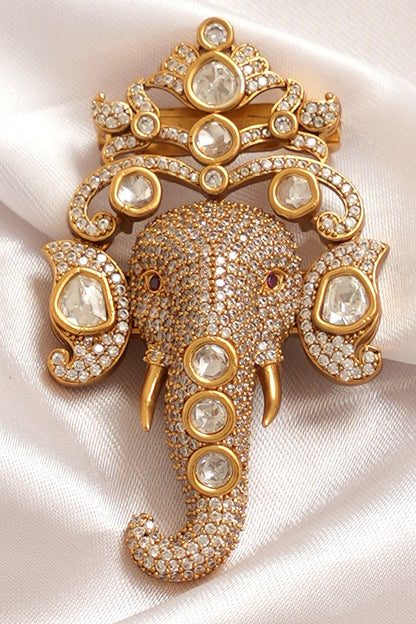 Multi-Colored Kundan Polki Brooch