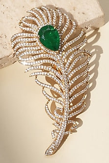 Gold Finish Kundan Polki Brooch