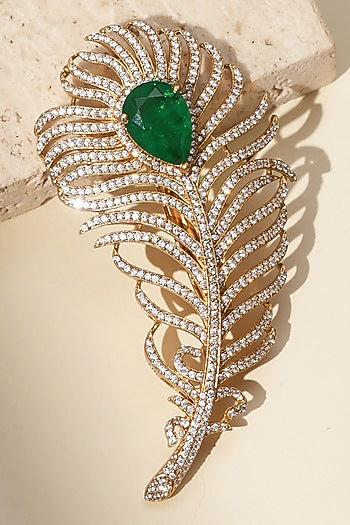 Gold Finish Kundan Polki Brooch