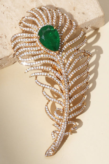 Gold Finish Kundan Polki Brooch