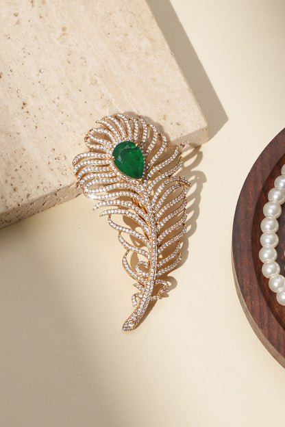 Gold Finish Kundan Polki Brooch