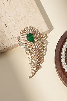 Gold Finish Kundan Polki Brooch
