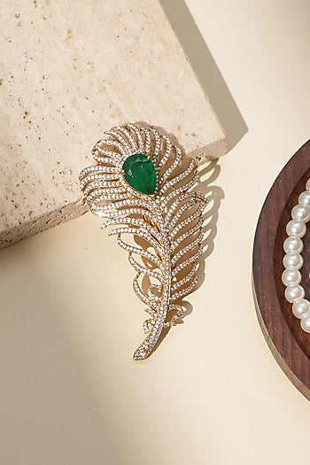 Gold Finish Kundan Polki Brooch