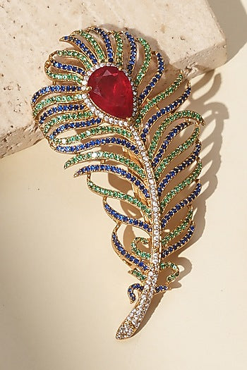 Gold Finish Kundan Polki Brooch