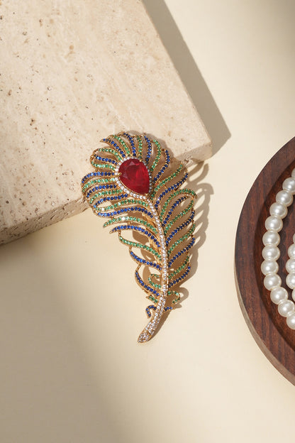 Gold Finish Kundan Polki Brooch