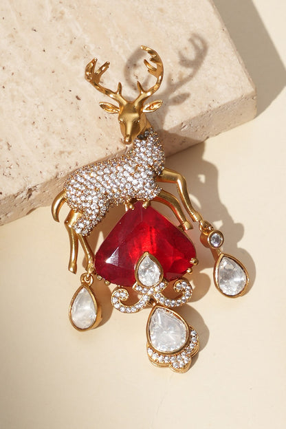Gold Finish Kundan Polki Brooch