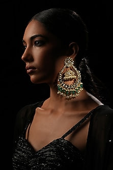 Green Crystal Chandbali Earrings