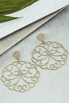 Gold Finish Zircons Floral Hoop Earrings
