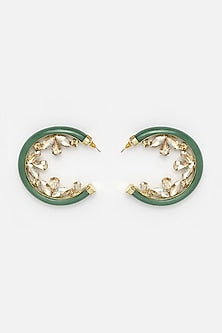 Gold Finish Zircons Hoop Earrings