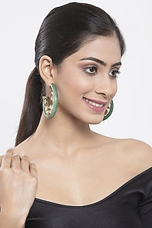 Gold Finish Zircons Hoop Earrings
