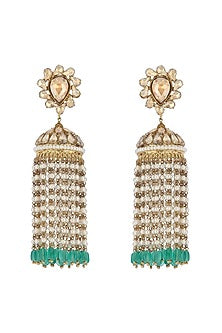 Gold Finish Beads & Pearls Jhumka Earrings