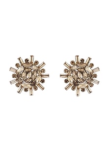 Gold Finish Stud Earrings With Stones