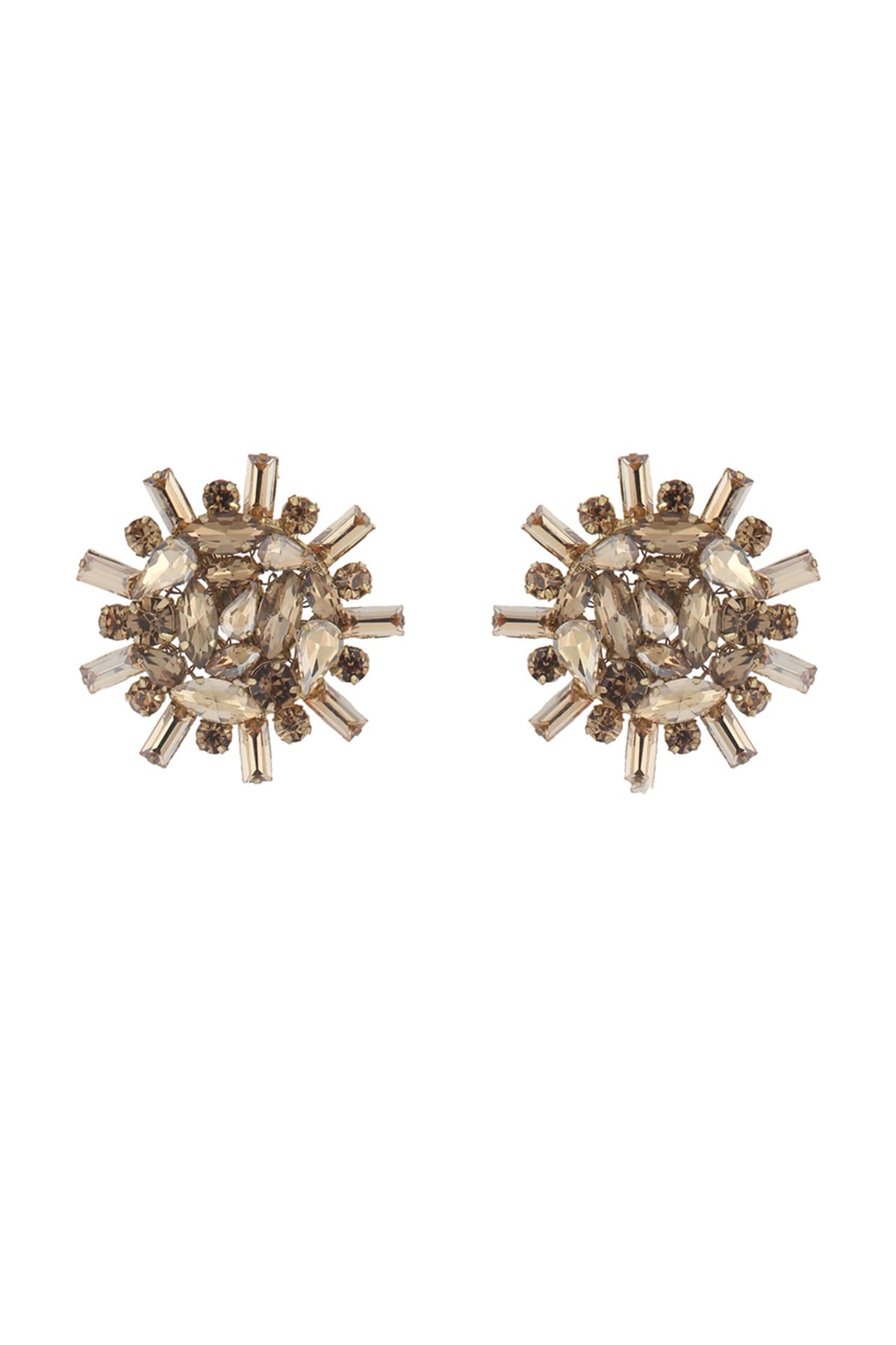 Gold Finish Stud Earrings With Stones