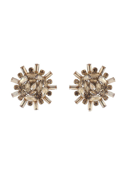 Gold Finish Stud Earrings With Stones