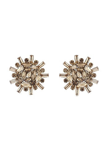 Gold Finish Stud Earrings With Stones