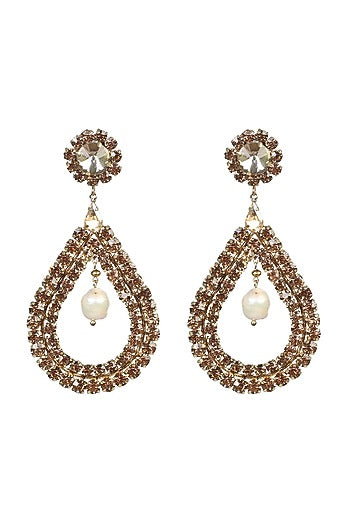 Gold Finish Zircons Dangler Earrings