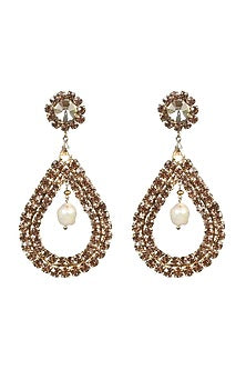 Gold Finish Zircons Dangler Earrings