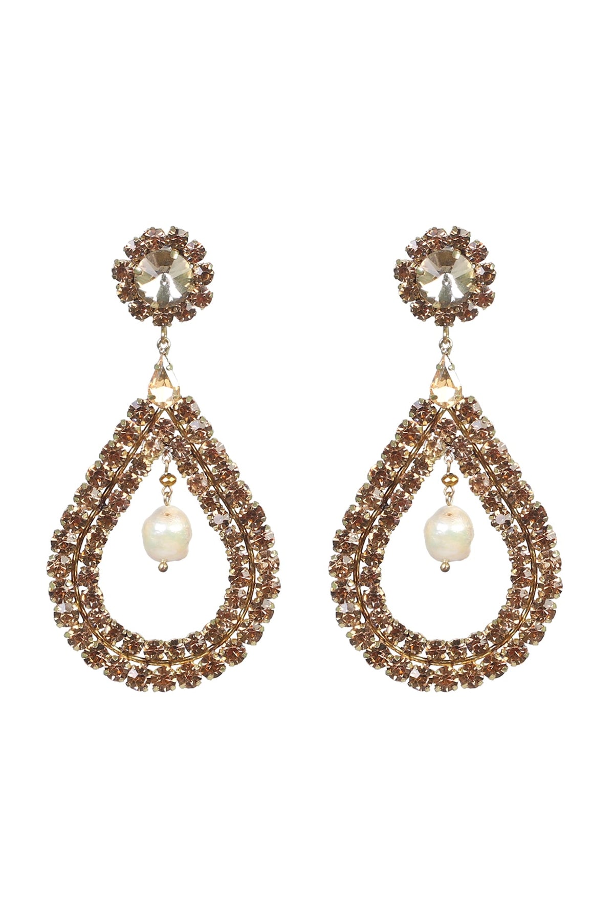 Gold Finish Zircons Dangler Earrings