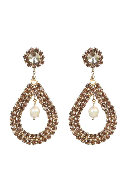 Gold Finish Zircons Dangler Earrings