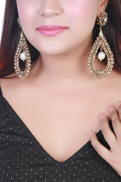 Gold Finish Zircons Dangler Earrings