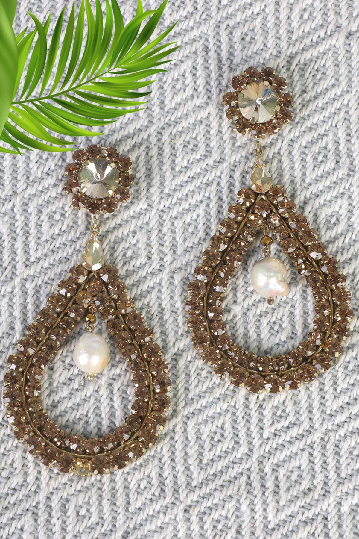 Gold Finish Zircons Dangler Earrings