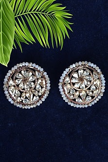 Gold Finish Pearl Stud Earrings
