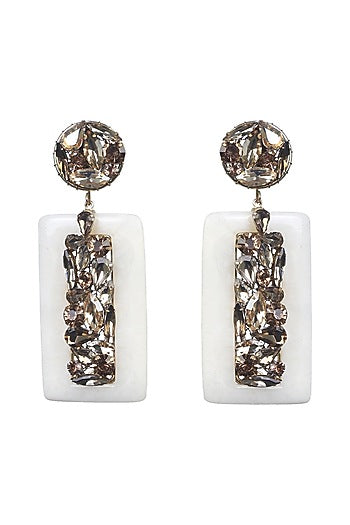 Gold Finish Crystal Dangler Earrings