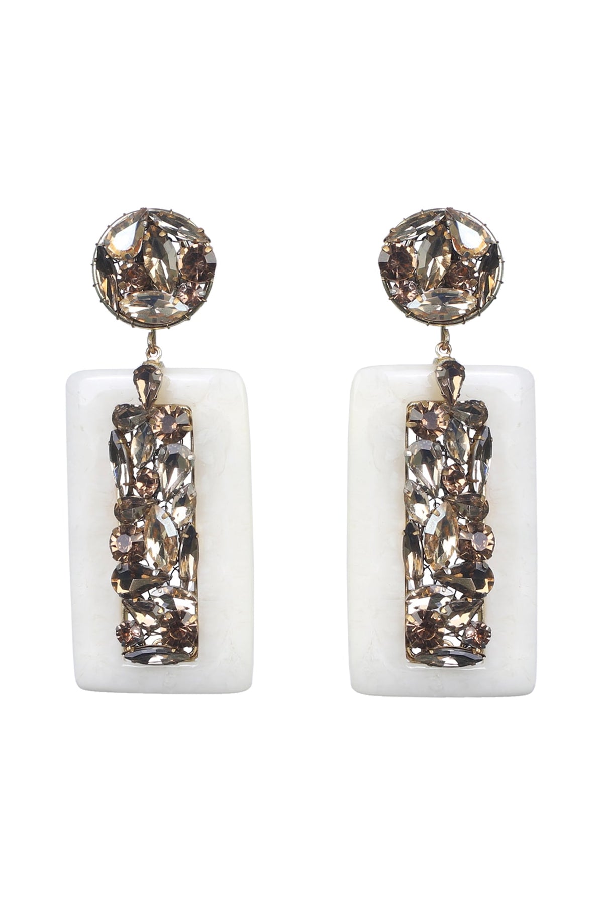 Gold Finish Crystal Dangler Earrings