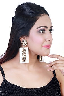 Gold Finish Crystal Dangler Earrings