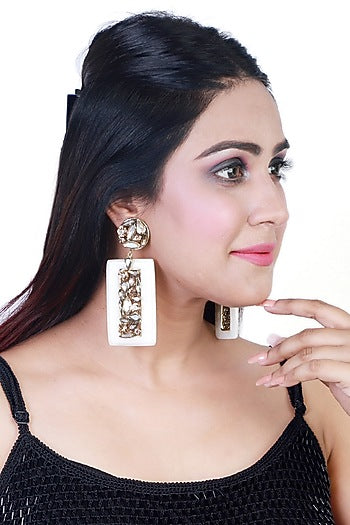 Gold Finish Crystal Dangler Earrings