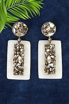 Gold Finish Crystal Dangler Earrings