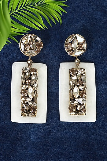 Gold Finish Crystal Dangler Earrings